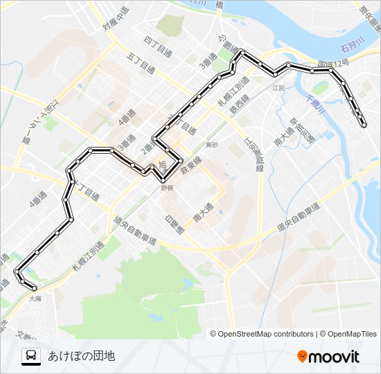 ２４江別２番通線 Bus Line Map