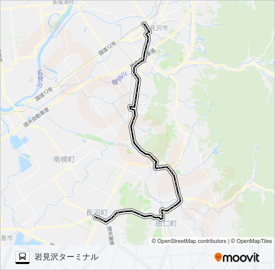 ２５岩見沢長沼線 バスの路線図