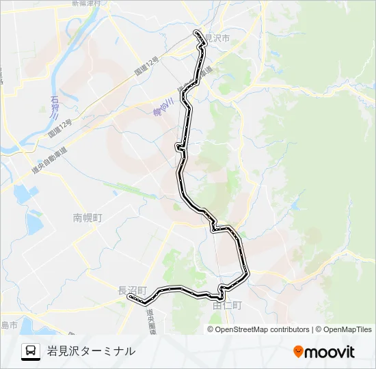 ２５岩見沢長沼線 Bus Line Map