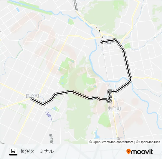 ２５岩見沢長沼線 Bus Line Map