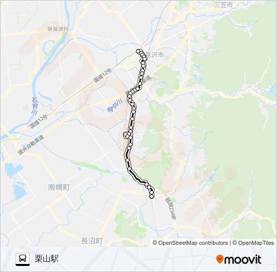 ２６岩見沢栗山線 Bus Line Map