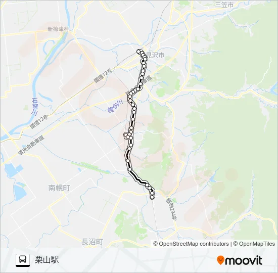 ２６岩見沢栗山線 バスの路線図
