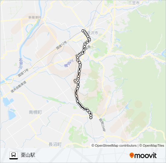 ２７岩見沢栗山線 Bus Line Map