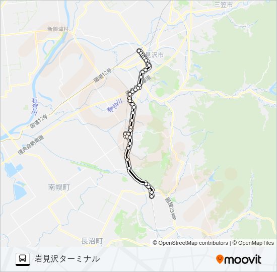 ２７岩見沢栗山線 Bus Line Map