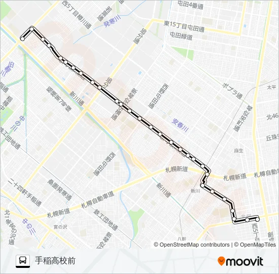 北７３新琴似２条線 バスの路線図