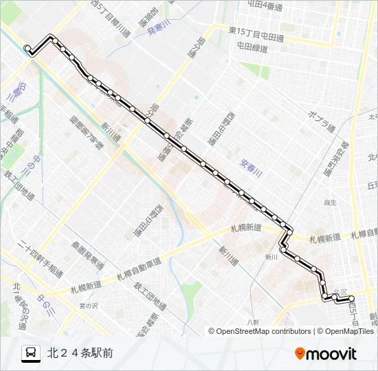北７３新琴似２条線 バスの路線図