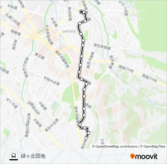 新９３新さっぽろ線 Bus Line Map
