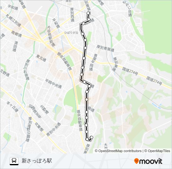 新９３新さっぽろ線 Bus Line Map