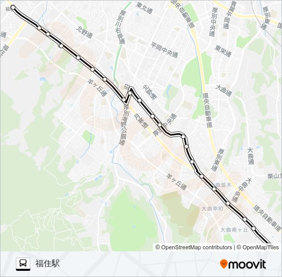 福９６柏葉台団地線 バスの路線図