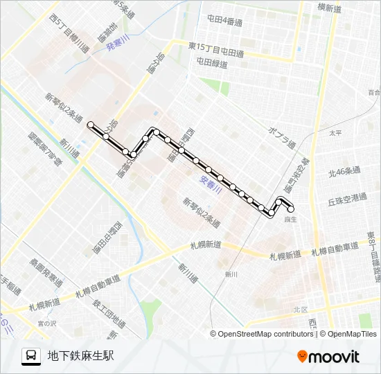 麻０６新琴似６条線 バスの路線図