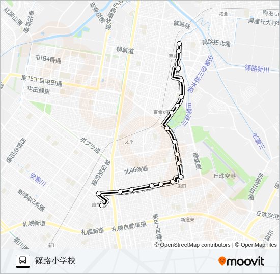 麻２５東１６丁目線 バスの路線図