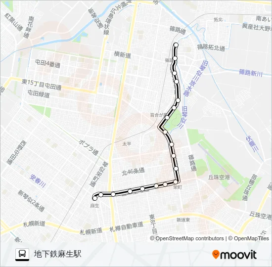 麻２５東１６丁目線 バスの路線図