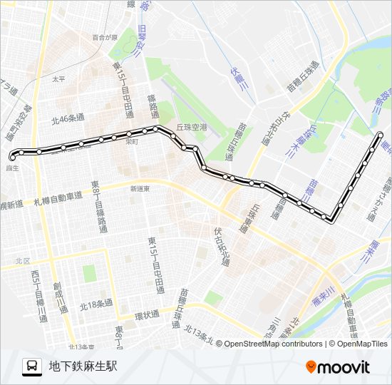 麻２６麻生東苗穂線 Bus Line Map
