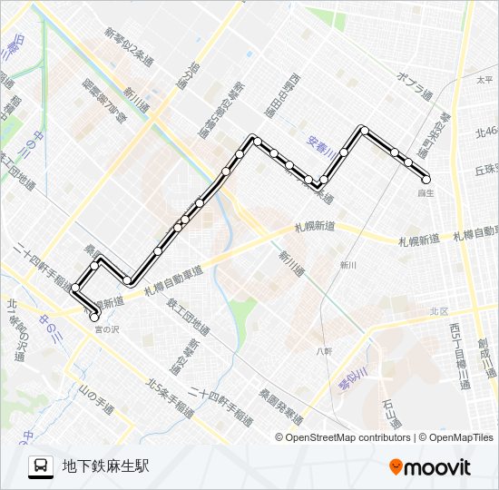 麻６７麻生宮の沢線 バスの路線図