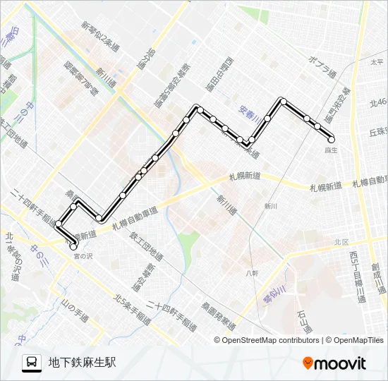 麻６７麻生宮の沢線 Bus Line Map