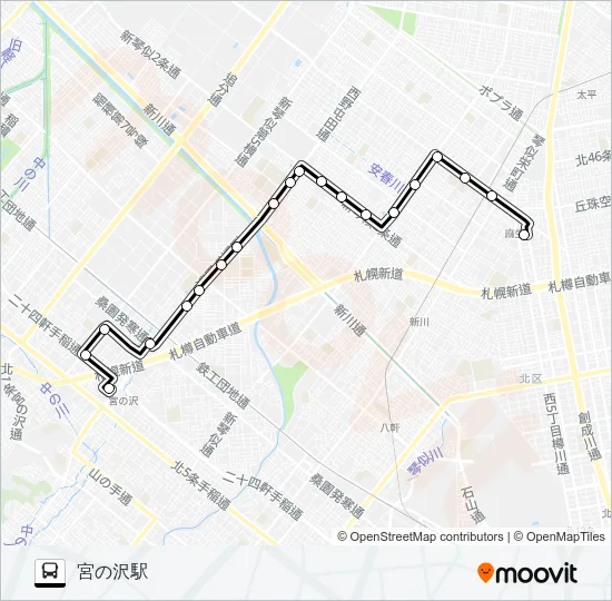 麻６７麻生宮の沢線 Bus Line Map