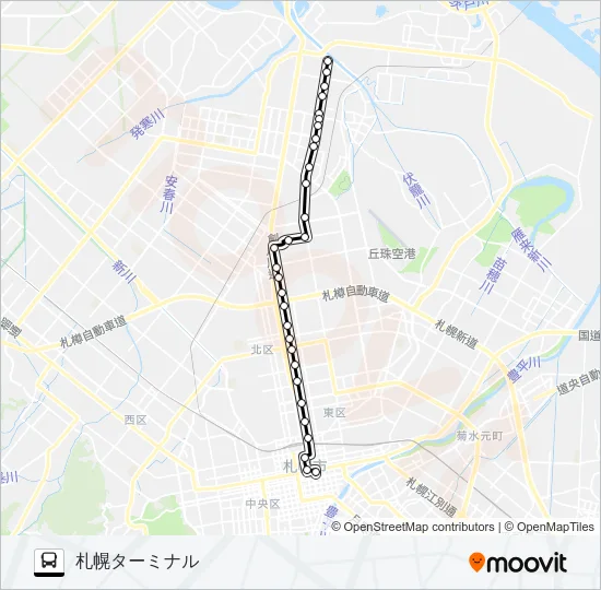 ３６篠路駅前団地線 Bus Line Map