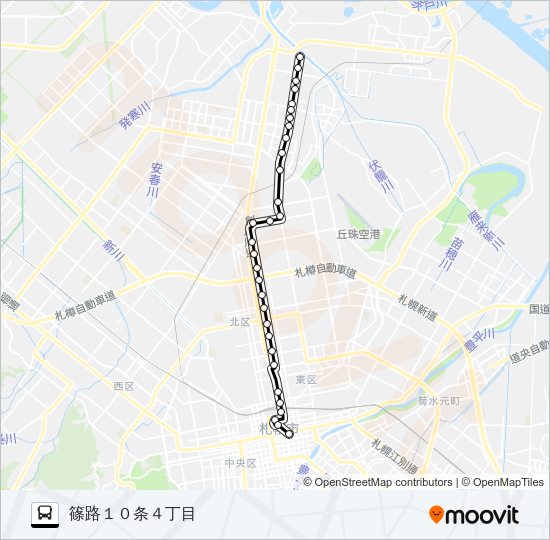 ３６篠路駅前団地線 バスの路線図