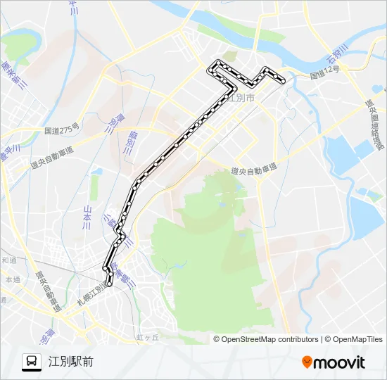 ５江別新さっぽろ線 バスの路線図