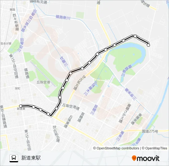 東７６丘珠北３４条線 Bus Line Map