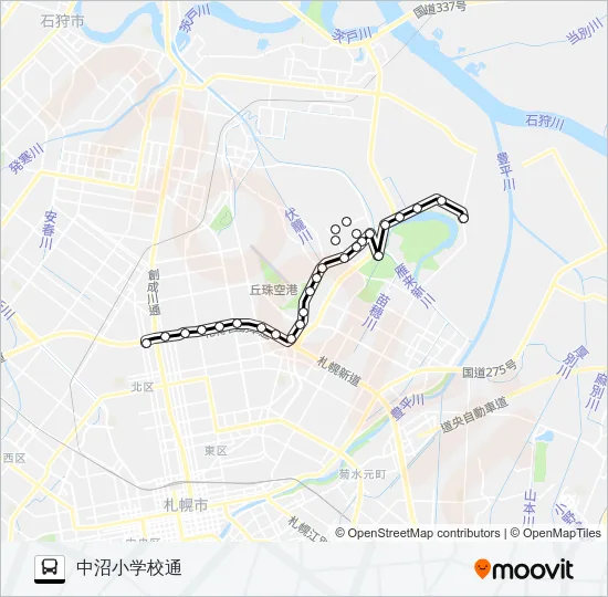 東７６丘珠北３４条線 Bus Line Map