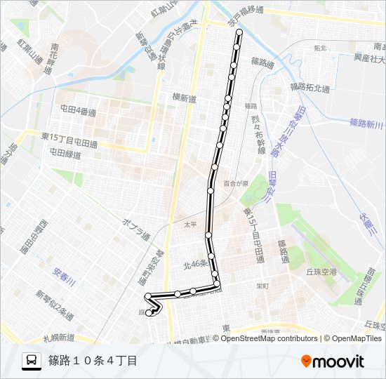 麻３３篠路駅前団地線 Bus Line Map