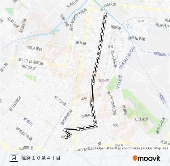 麻３３篠路駅前団地線 Bus Line Map