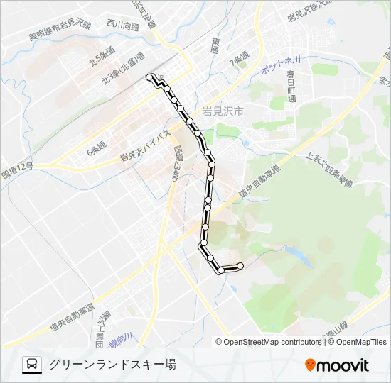 １３いわみざわ公園線 Bus Line Map