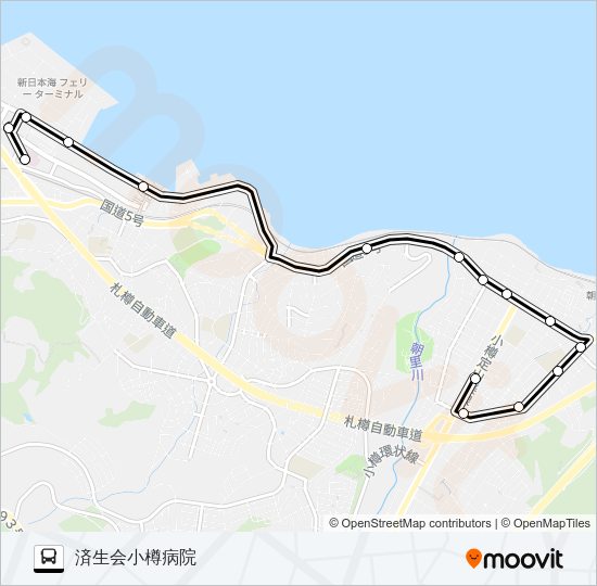 ３３新光ぱるて築港線 Bus Line Map