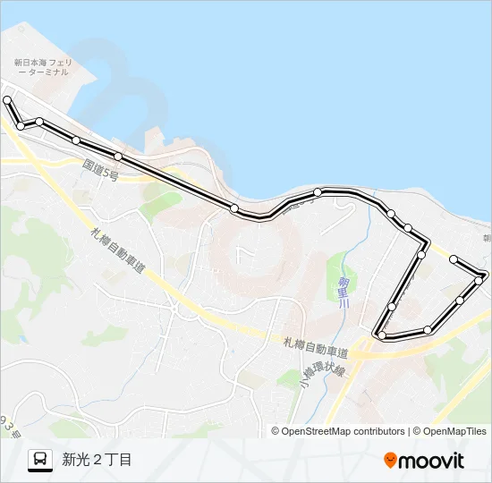 ３３新光ぱるて築港線 Bus Line Map