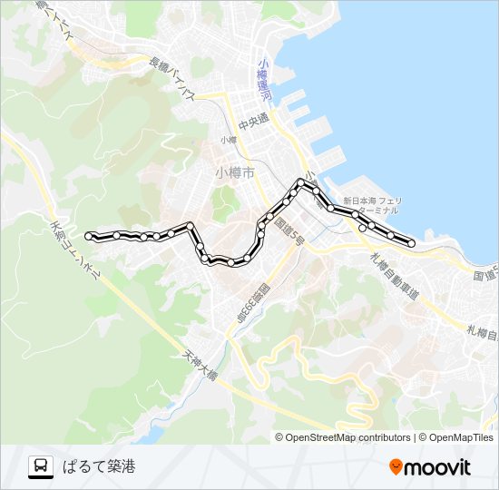 ３７最上ぱるて築港線 Bus Line Map