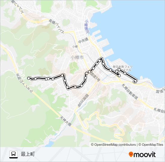 ３７最上ぱるて築港線 Bus Line Map