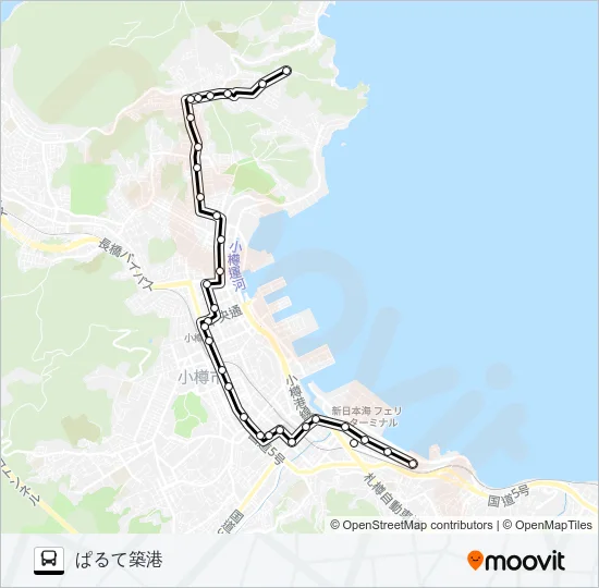 ４２赤岩ぱるて築港線 Bus Line Map