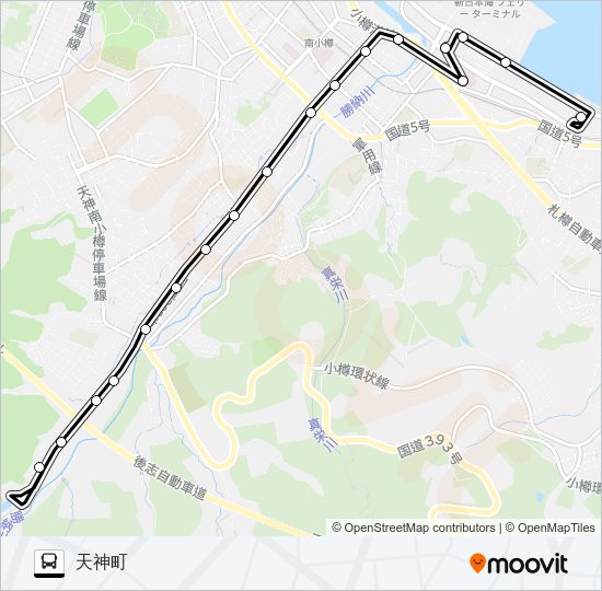 ４６奥沢ぱるて築港線 Bus Line Map