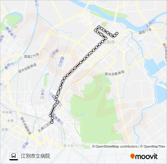 ５５江別新さっぽろ線 バスの路線図