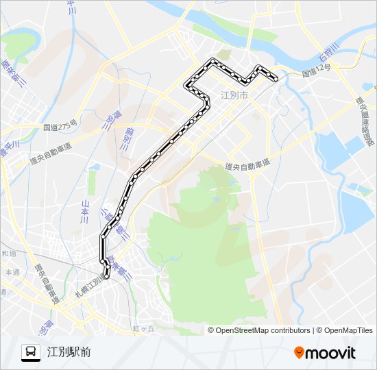 ６０江別新さっぽろ線 Bus Line Map