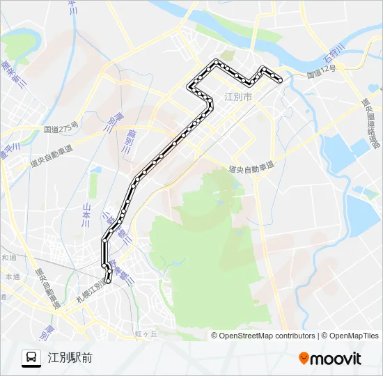 ６０江別新さっぽろ線 バスの路線図