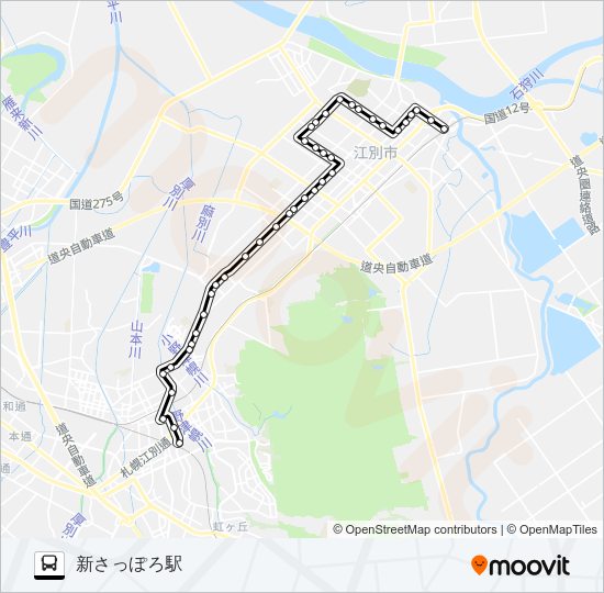 ６０江別新さっぽろ線 バスの路線図