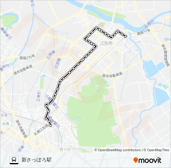 ６０江別新さっぽろ線 バスの路線図