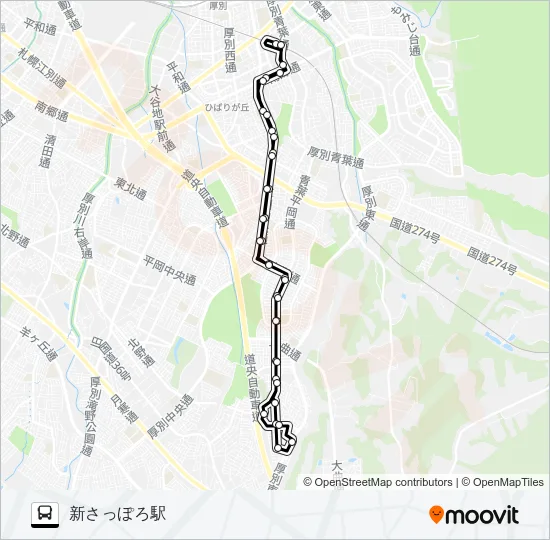 循環新９３新さっぽろ線 バスの路線図