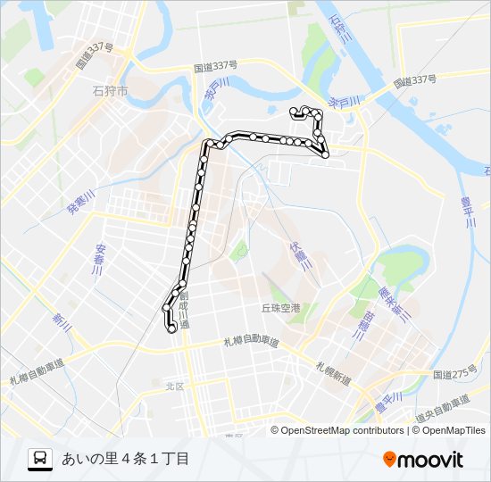 麻２４あいの里教育大線 bus Line Map