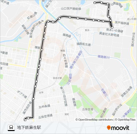 麻２４あいの里教育大線 バスの路線図