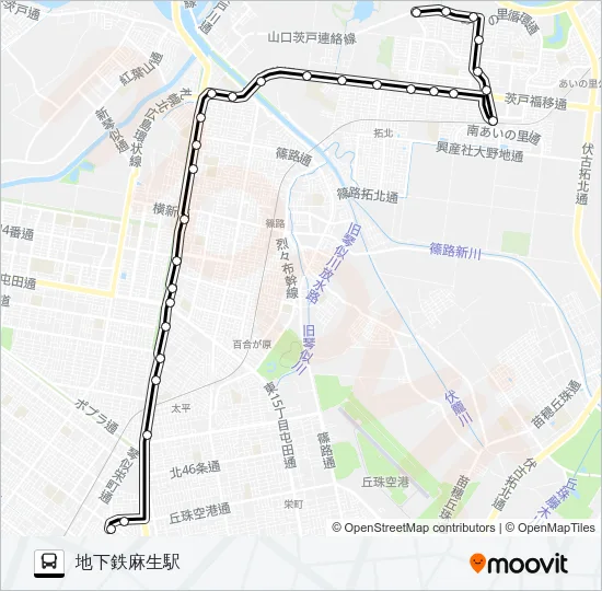 麻２４あいの里教育大線 Bus Line Map
