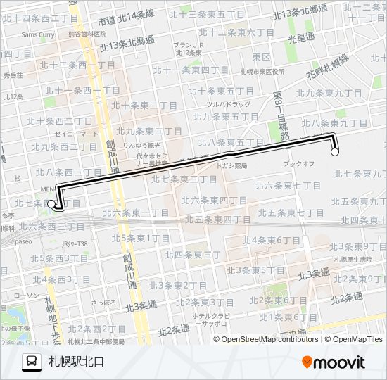 １８８サッポロビール園 バスの路線図