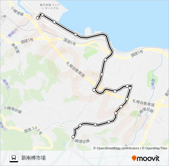 ３６望洋台ぱるて築港線 Bus Line Map
