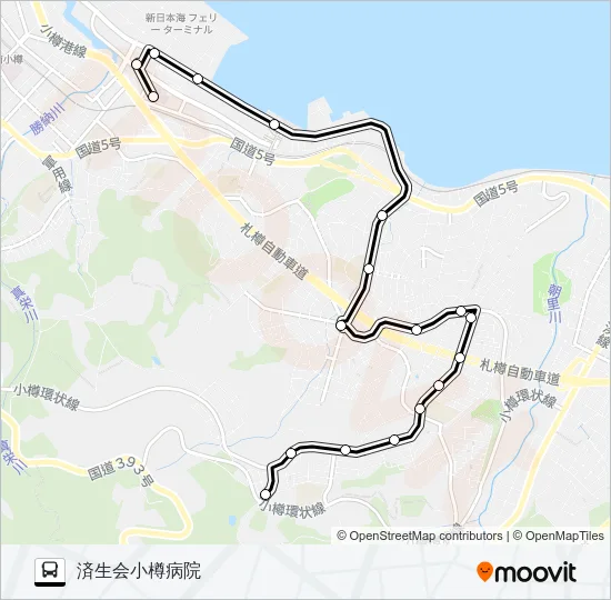３６望洋台ぱるて築港線 Bus Line Map