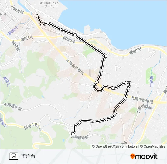 ３６望洋台ぱるて築港線 Bus Line Map