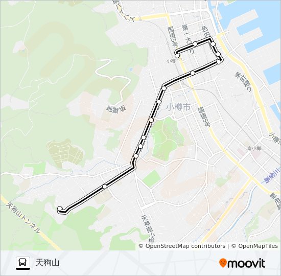 ９天狗山ロープウェイ線 bus Line Map