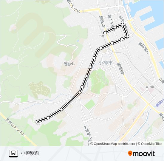 ９天狗山ロープウェイ線 バスの路線図