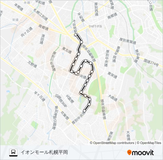 大６６平岡ニュータウン線 bus Line Map